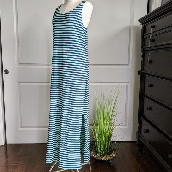 Sail To Sable Dress Maxi Stripe Sleeveless Cotton Stretch Knit Navy Mint M NWT - Picture 5 of 8